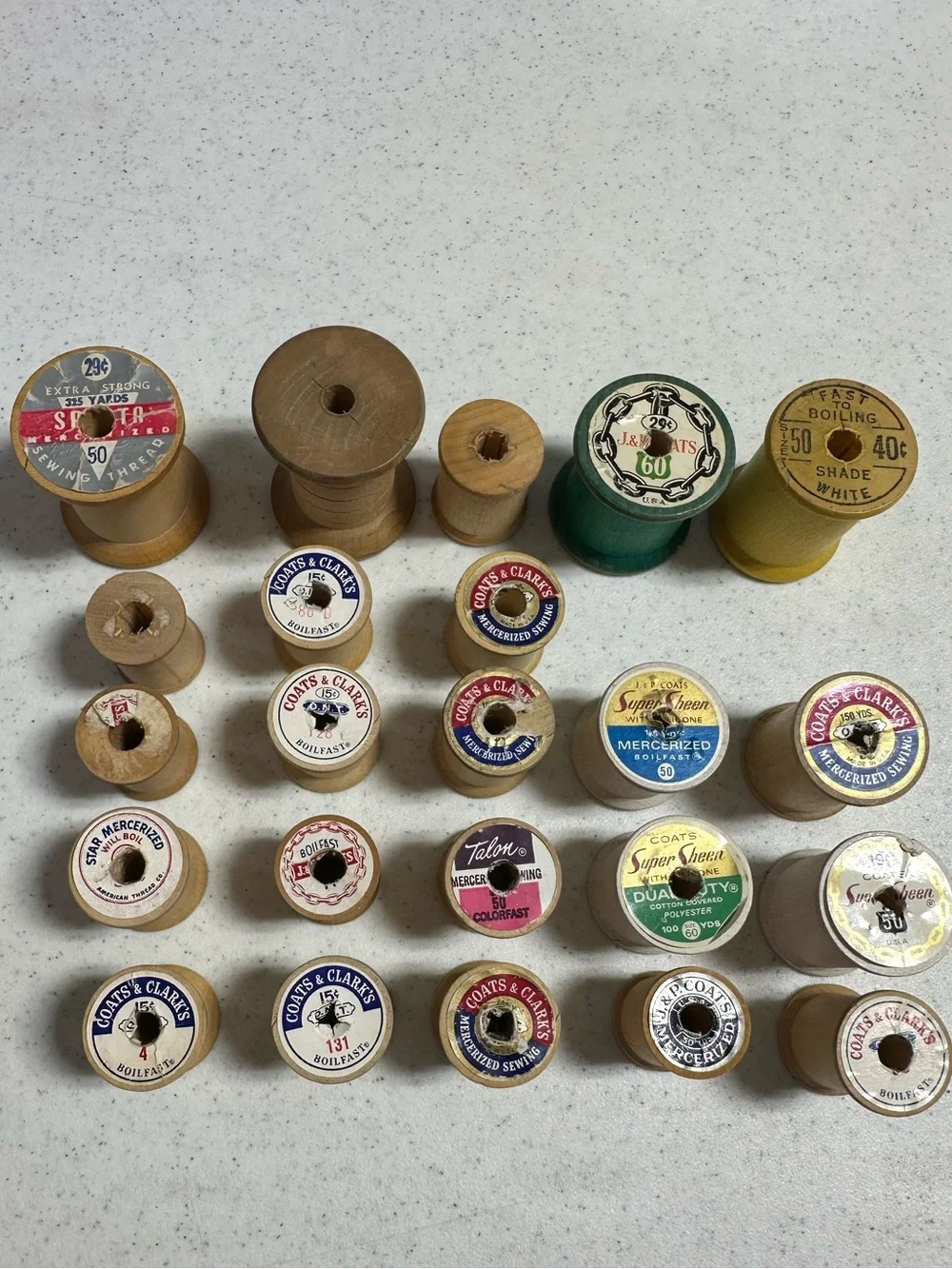 Lot of 23 Vintage Wood Thread Collectible Spools - Picture 2 of 6